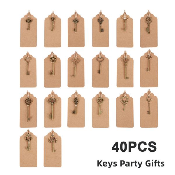 Objetos decorativos Figuras 40pcs Metal Key Beer Bottle abridor de garrafas de chaves de casamento Festas Favorias vintage Presentes antigos para convidados decoração 230110