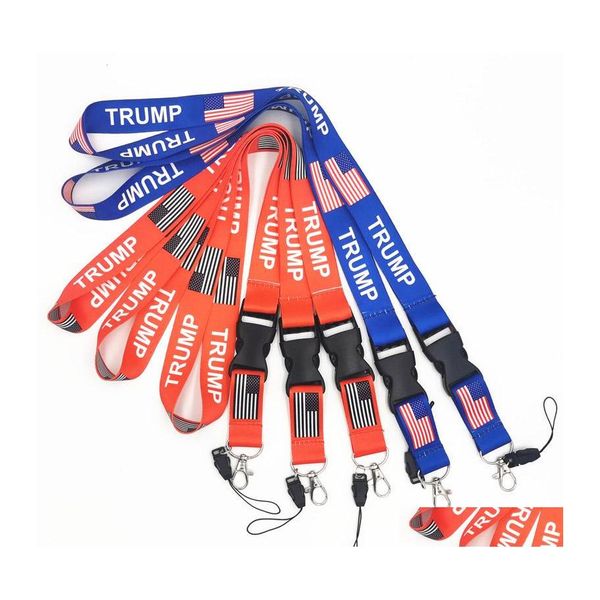 Вечеринка благосклонна Trump Lanyards KeyChain USA Flag Id Badge Holder Beard Byrps для мобильного телефона доставки дома праздничный папп -дхеджо