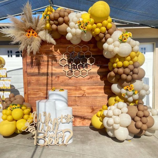 Altri adesivi decorativi 142 pezzi Kit arco ghirlanda di palloncini giallo limone Palloncini kaki bianchi sabbia per bambini Decorazioni per baby shower, matrimoni, feste di compleanno 230110