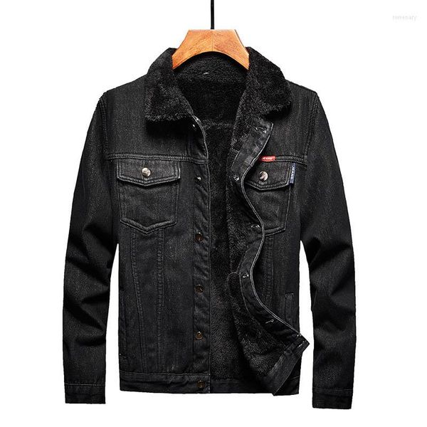 Jackets masculinos de jeans de jeans de inverno masculino ladeado de lã de jeans de jeans masculino tamanho térmico m-5xl