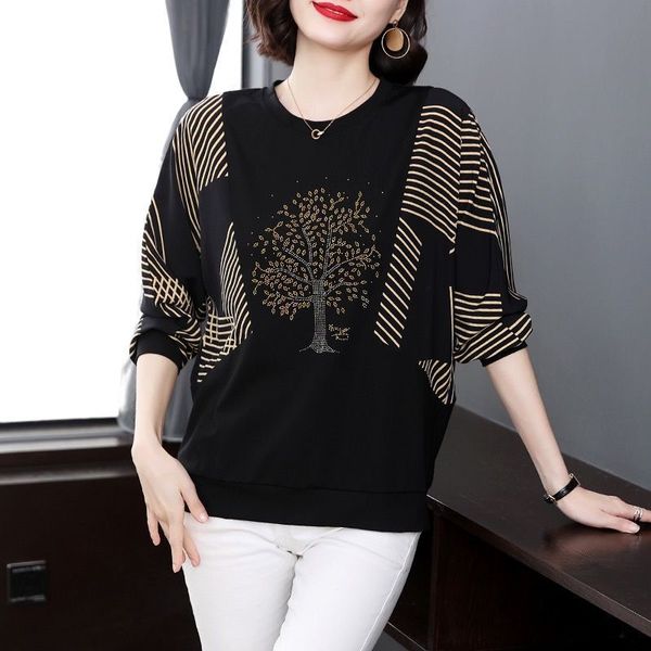 Tshirt feminina Longsleeved Tshirt Autumn Liew Oversize Bat Shirt Blouse Mothering Bottoming Blouse 230110