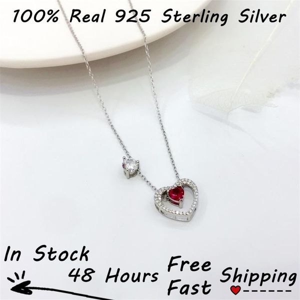 Ketten Cadena Plata 925 Zilveren Halskette S925 Silber Herz Anhänger Halskette Hersteller Großhandel CZ Diamant Collier Schmuck