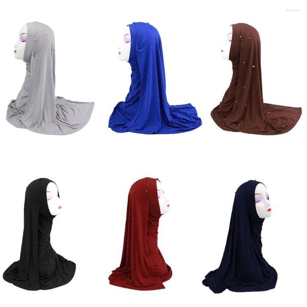 Perle di abbigliamento etnico hijab wrap della testa musulmana sciarpa scialle islamica Stoles araba velani hijabs turbante cover pieno di moda mediorientale