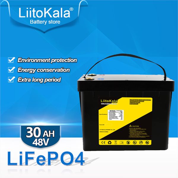 Liitokala 48V 30AH DIY için Lifepo4 Pil Paketi 58.4V şarj edilebilir pil paketi lityum demir fosfat Lifepo4 güneş hücresi