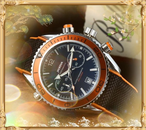 Atmosfera Business Su￭￧a Rel￳gios Stopwatch Movimento de 43mm Quartz MONS Mens Green Blue Dial Luend￡rio Nylon Fabric Beltwatch Watch Montre de Luxe