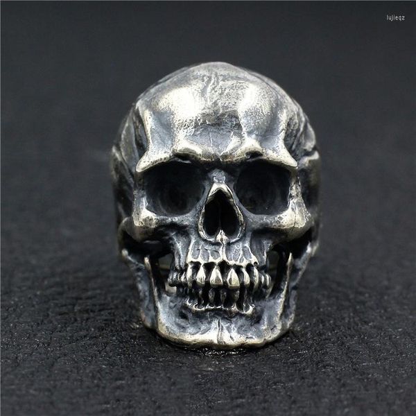 Cluster Rings 925 Sterling Silver High Detail Artisan Handmade Skull Ring Mens Biker Punk Jewelry A3431