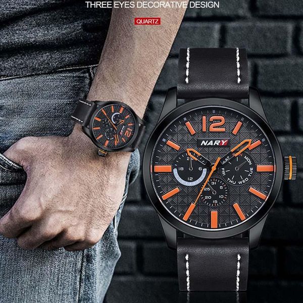 Armbanduhren Luxus Leder Militär Modell Großes Zifferblatt Männer Uhren Business Uhr Wasserdichte männer Quarz Armbanduhr Hände Uhr Männlich