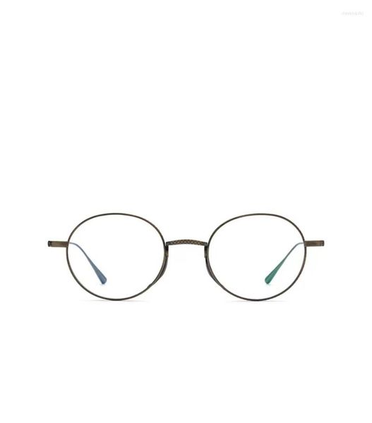 Montature per occhiali da sole Montature per occhiali da vista in titanio puro Montatura per occhiali da sole unisex giapponesi Oro Designer di marca Rotondo Moda retrò Lente ottica a specchio piano colorato