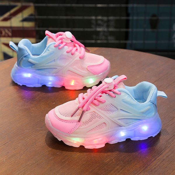 Scarpe da ginnastica LED per bambini Scarpe luminose Neonate Scarpe da ginnastica luminose Ragazzi Scarpe da corsa per bambini Estate Sneaker in mesh traspirante 230110