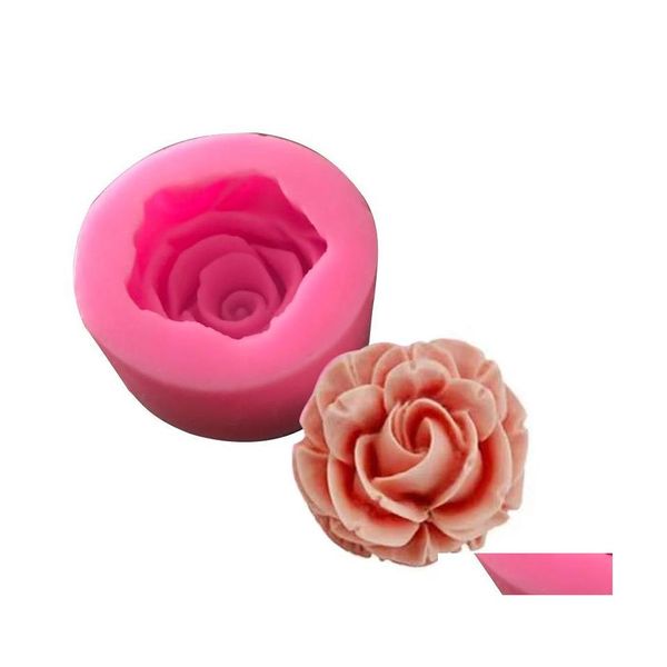 Backformen Mods 3D Kuchenform Cupcake Blume Blüte Rose Form Sile Fondant Seife Gelee Süßigkeiten Schokolade Dekoration Werkzeug Drop Deliver DHPM6