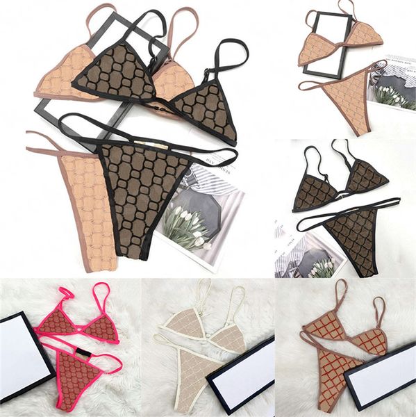 Stickerei Brief Bikini Unterwäsche Frauen Mesh Bademode Mode Design Sexy Bikinis Sets Urlaub Schwimmen Badeanzüge