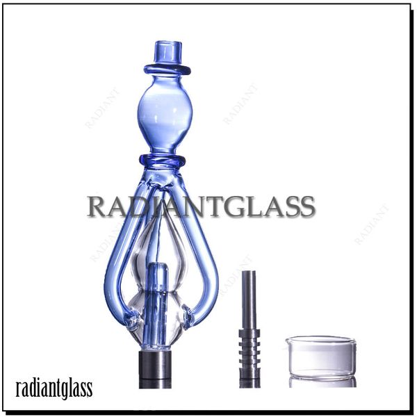 Smoking Dab Straw Glass Nc Kit 3-armig mit Titannagel und Wachsbehälter Mundstücke für Wachskonzentrat-Werkzeugpfeifen Großhandel