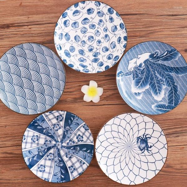 Piatti Set da tavola per stoviglie in ceramica in stile giapponese 4 pezzi Vassoio per piatti da 7 pollici Regalo creativo