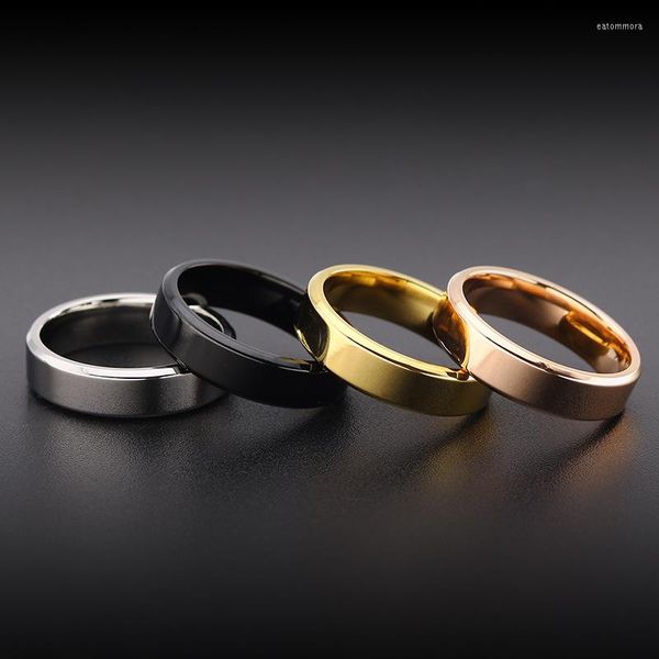 Ringos de cluster 2pc Corean Fashion Titanium Steel Flat For Men Women Classic Metal Noivage Ring Acessórios de casamento Casal Jewelry Gift