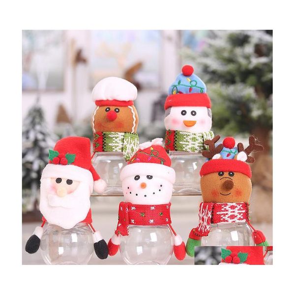 Decorazioni natalizie Barattolo di caramelle in plastica Tema Piccoli sacchetti regalo Scatola Artigianato Festa a casa Drop Delivery all'ingrosso Giardino Forniture festive Dhtch