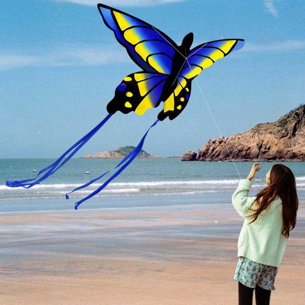 Kites Neuer erstaunlicher bunter Schmetterlingsdrachen für Kinder und Erwachsene, großer, einfacher Flyer mit Schnur und Griff 0110
