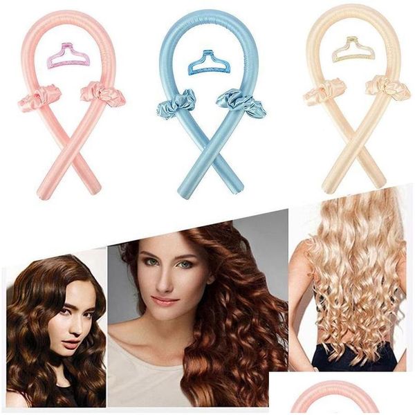 Accessori per capelli Raindo Asta arricciacapelli senza calore Fascia per capelli Riccioli Nastro di seta Bigodini pigri Slee Forma d'onda morbida Nessuna goccia di calore Deli Dhypi