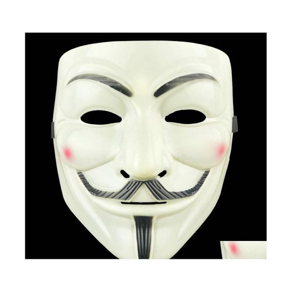 Masches da festa Halloween Horror Grie Mask Plastica V Vendetta fl Face Mash Street Dance Ruolo COSPLAY Atmosfera Puntelli Drop Deliv Dhpsk