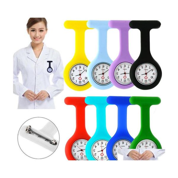 Altri accessori orologi 11 colori Nurse Pocket Watch Sile Clip Clip Key Chain Coat Fashion Coat Doctor Quartz Orologi Dlenge Delivery DHSE9