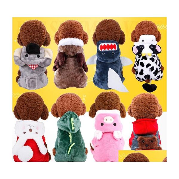 Abbigliamento per cani in pile Animal Holloween Costume Abbigliamento Soft Cat Tuta Felpe con cappuccio per animali domestici Outfit per cani di piccola taglia Pug Puppy Coat Accessori D Dhx25