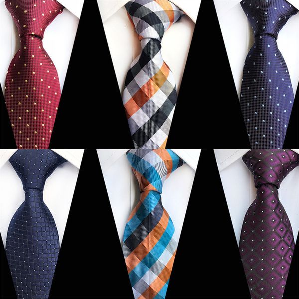 Neck Ties Classic Plaid Silk для мужчин 8 см. Красный синий галстук репп