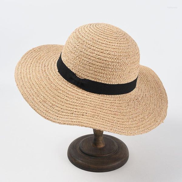 Широкие шляпы отдела каникулы пляжные аксессуары для женщин Sumer Fashion Sun Ladies Cap Strass Strail Raffia Bucket Hat Chapeu Feminino