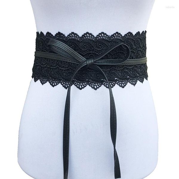 Пояс 2023 Черный белый широкий корсет полой цветочный пояс Женский сами -галстук для женщин для женщин свадебное платье группа