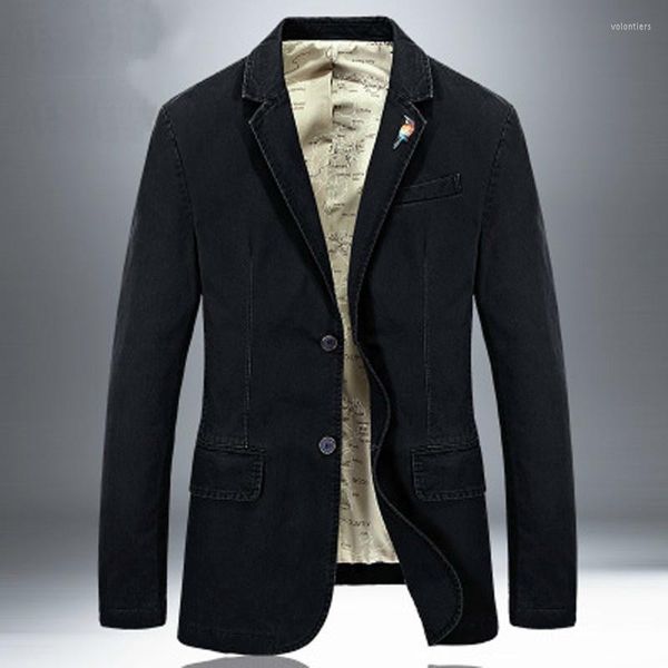 Erkek Ceket Markası 2023 Ceket Erkekler Blazer Ceket Saf Pamuk Kumaş Lüks Moda Casaco Maskulino Çıkarılabilir Broş 5 Renkler S-4XL