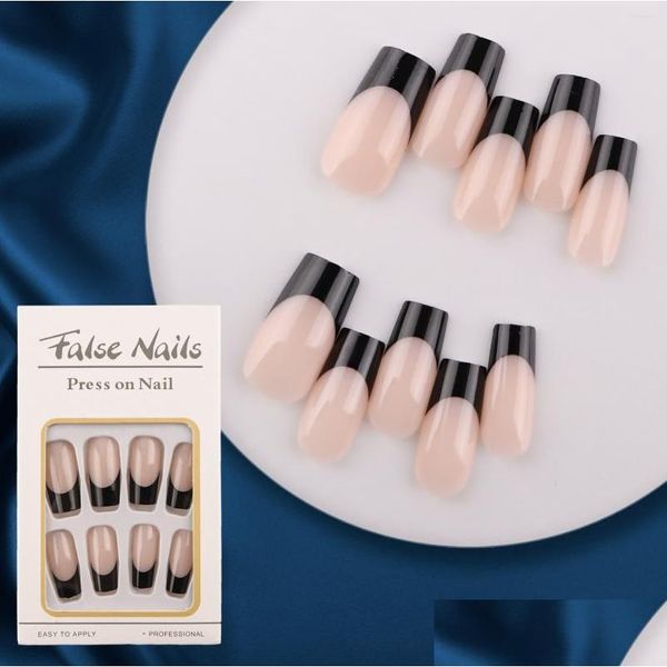 False Nails Factory Outlet French FL EX Stick com cola de coloração de pele curta acabado para arte Fake Tip Drop Drop Health Bea DHF8K