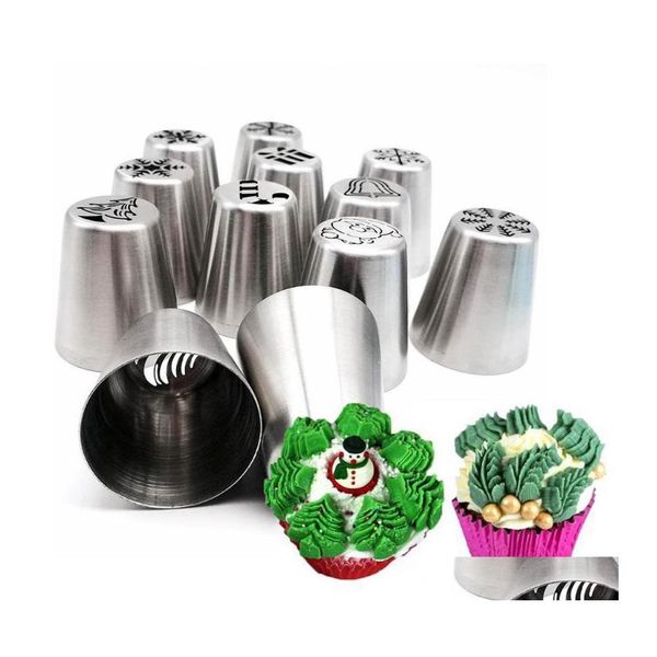 Utensili per pasticceria da forno 29 pezzi / set Ugelli per glassa di fiori russi Pi Ugelli per crema in acciaio inossidabile Borsa Cupcake Strumento per decorare torte Drop Del Dhhr4