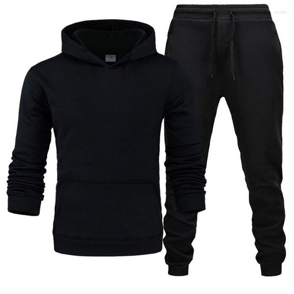 Men's Tracksuits Classic Solid Color Casual Men Define roupas Moda Sportsuit Hoodies Sportswear Capuz Capuz Pullover de calça de calça