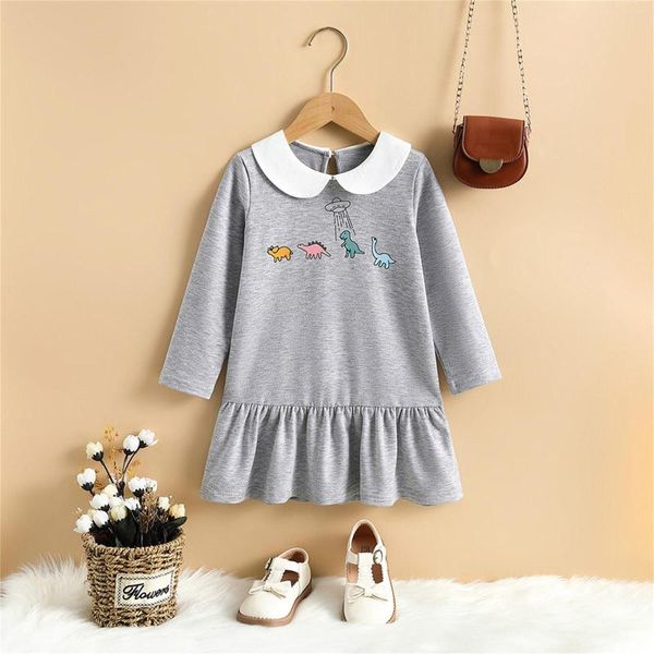 Mädchen Kleider Lavendel Kleid Baby Kleinkind Kinder Mädchen Langarm Cartoon Drucke Casual Prinzessin Taufe Für