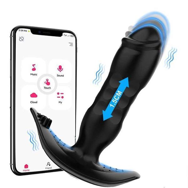 Giocattoli sessuali Massaggiatore App Controllo Bluetooth Telescopico Anal Butt Plug Vibratore per uomini Prostata Vagina Dildo Donne Giocattoli Gay