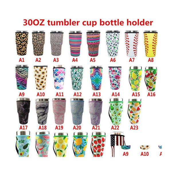 Manico per bicchieri 30Oz Tumbler Sleeve 29 Styles Neoprene Cup Er Con trasporto Mantieni fresco Antize Bag Drop Delivery Home Garden Kitchen Dhwbv