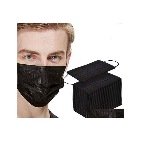 Maschere designer 50pc Black Face Maschera protettiva Maschera Filtro usa e getta Erolleop non tessuto in stock Dropse Delivery Home Garden HouseKee Dh4xr