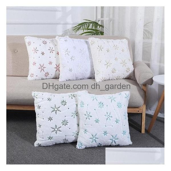 Travesseiro de travesseiro LEXIN JOGO NATAL FLAKES DE NEWS 5 CORES PLUSH Decorativa ER Para Couch Bed Room Living Drop Delive Delive Dhgarden Dhtuh