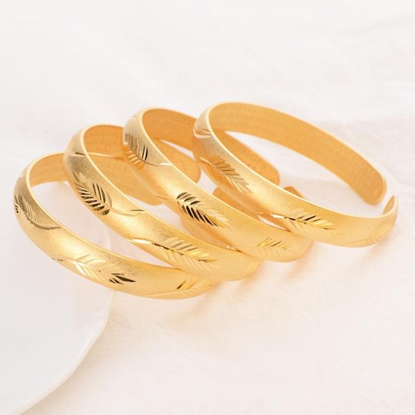 Bangle Fine Gold Bracelet Bracelet Африка Арабские предметы 1-4 ПК Выберите модные скульптуры листьев абразивные драгоценности