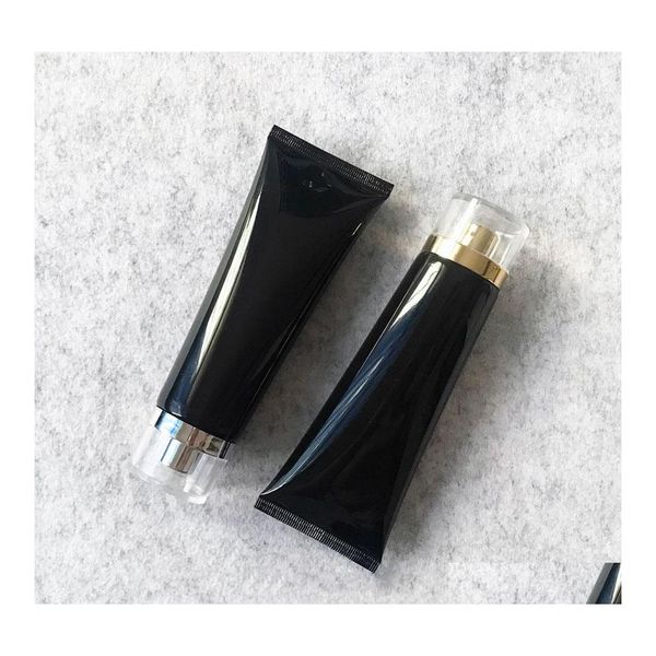 Aufbewahrungsflaschen Gl￤ser 100g schwarze Plastikkosmetikcreme Flasche 100ml Gesichtsreiniger Lotion R￶hrchen El Versorgungs Shampoo Packung Drop del dhc7y