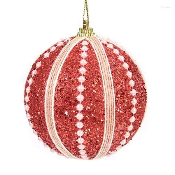 Decoração de festa 8cm Faux Pearl Christmas Balls Ornament for Tree Sr ratilho Glitter pendurado Ball Holiday Wedding Decor D0LD