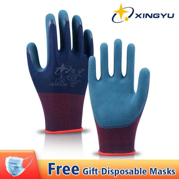 Luvas de trabalho XINGYU para homens, resistentes ao desgaste, antiderrapante, forte aderência, jardinagem, 12 pares, lavável, mecânico de transporte