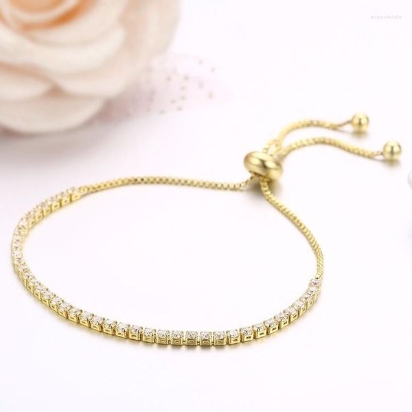 Link Armbänder Dünne CZ Stein Tennis Für Frauen Mädchen Gold Farbe Schmuck Pulseras Einstellbare Charm Bracelete Femme Bileklik Bransoletki