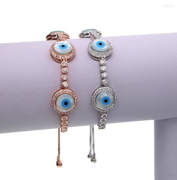 Bracciale argento color pietra fortunata occhio rotondo perlato eye cz bracciale bracciale pavimentabile collegamento a collegamento braccialetti gioielli