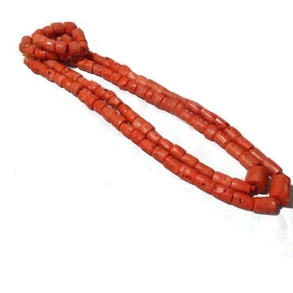 Brincos colar 4ujewelry homens nigerianos originais coral miçangas conjuntos de jóias de uma camada duas jóias de noivo africano vermelho laranja 230110