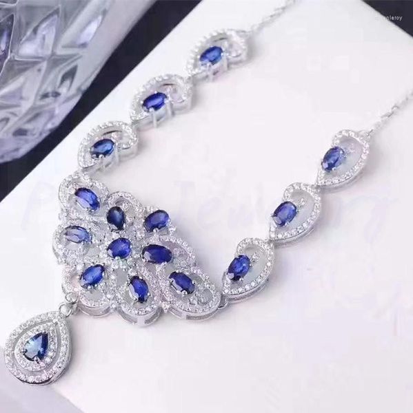 Pingents Sapphire Colar Real Natural Blue 925 Prata esterlina 0,35ct 15pcs 0,6ct 1pc Gemstone #L18050806