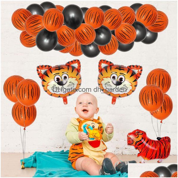 Outra festa de eventos suprimentos de Natal Jungle Animais Decoração Tigre Cow Birthday Balão Conjunto de fazenda Drop Drop Garde Home Garde Dhgarden Dh9ol