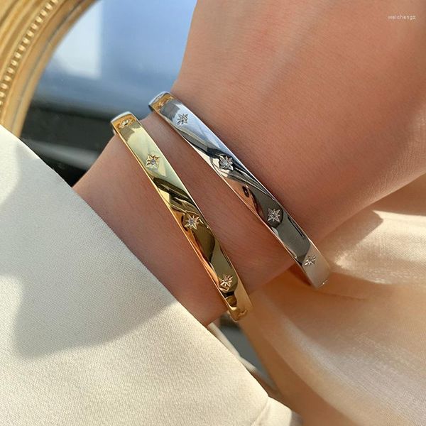 Bangle Fashion Simple S925 Silver Starlight Open Bracelets Женские праздничные подарок роскошные звездные ювелирные аксессуары оптом