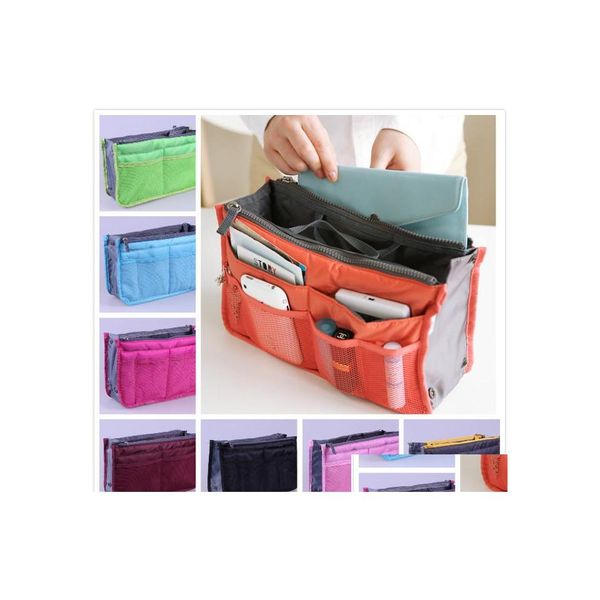 Borse portaoggetti Borsa da toilette Borsa da donna Inserisci borsa Organizer Borsa da trucco Custodia da viaggio Tidy Drop Delivery Home Garden Housekee o Dhp3E