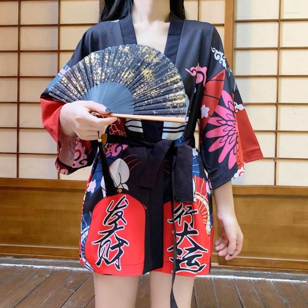 Abbigliamento etnico tradizionale giapponese Kimono Belt Cardigan Summer Beach Yukata Haori Donne retrò costumi asiatici sciolti