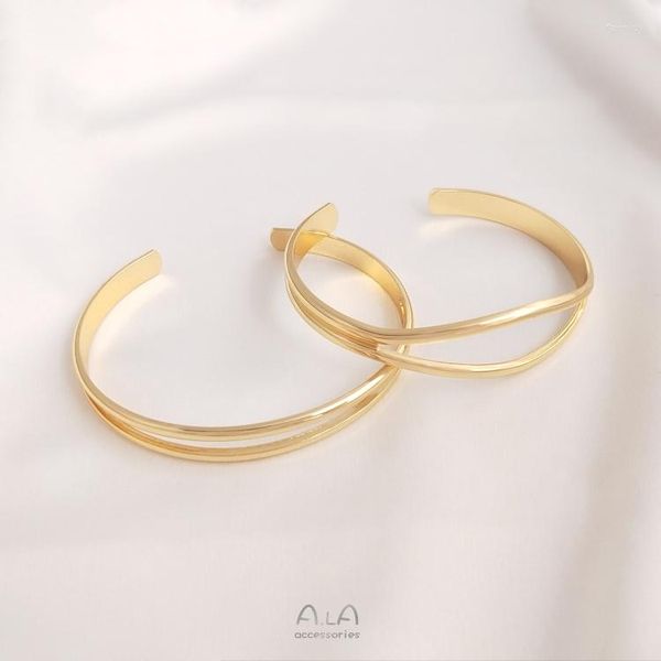 Bangle fortalere retenção de cores 14k verdadeiro ouro círculo manual de cobre simples pulseiras de mangueira banglles de jóias diy jewelry descobertas