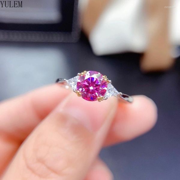 Cluster Rings Pink Moissanite Diamond Ring S925 Серебряное серебро прошло тест VVS1 Модные женские ювелирные изделия роскошные подарки